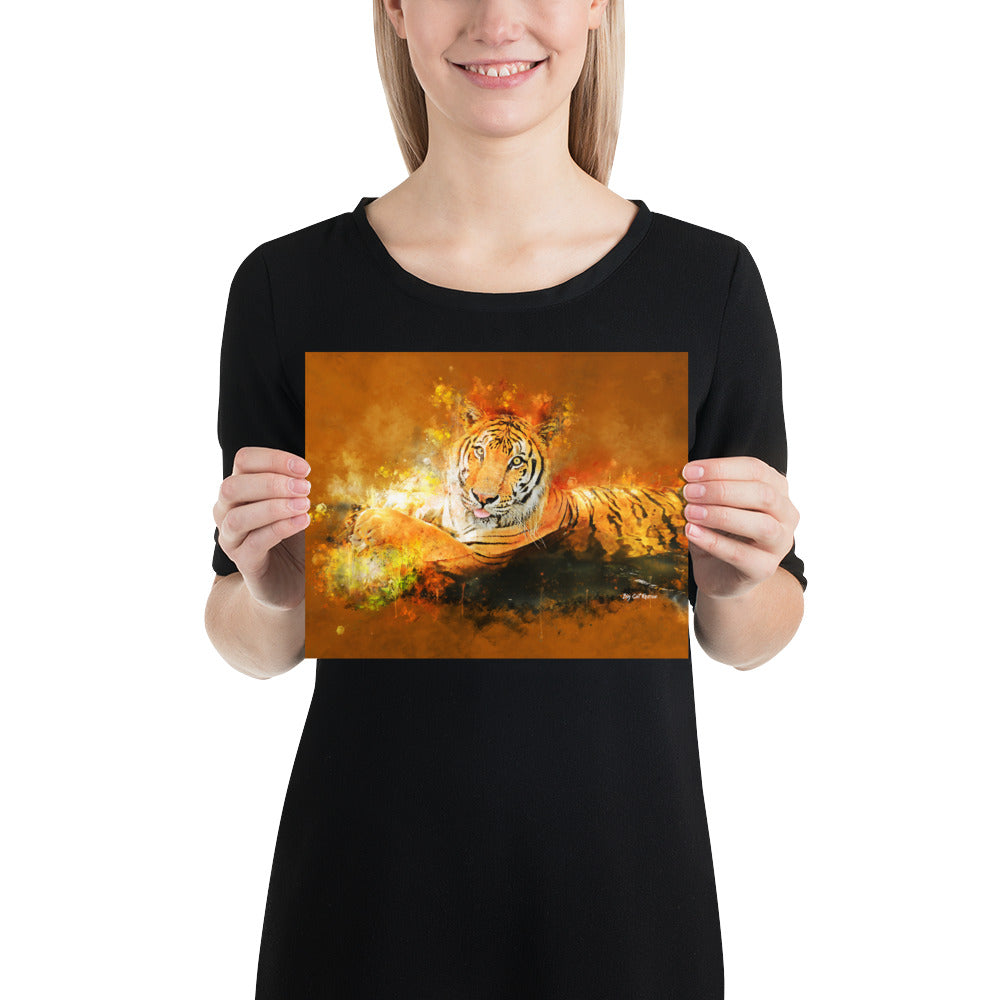 Poster - Simba's Elegance: Vibrant Watercolor Tiger Print - Artistry Meets Advocacy