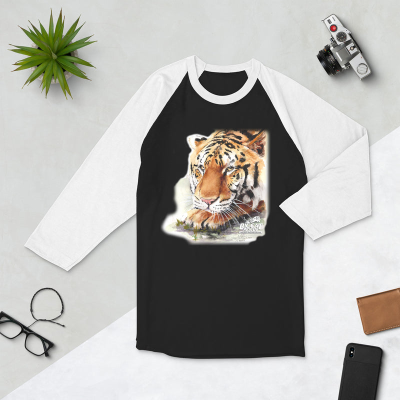 Shirt - Kimba Tiger Watercolor 3/4 Sleeve Raglan