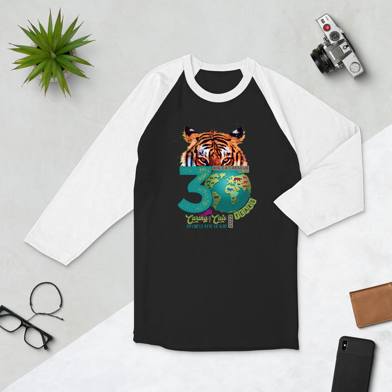 Shirt - Big Cat Rescue 30th Anniversary 3/4 Sleeve Raglan