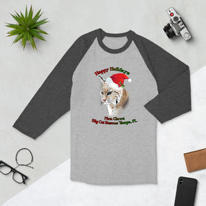 Shirt - Happy Holiday's Mrs. Claws Bobcat 3/4 Sleeve Raglan