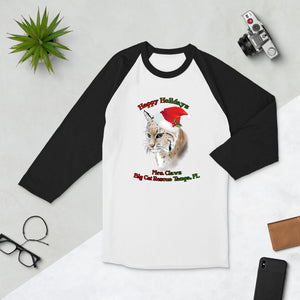 Shirt - Happy Holiday's Mrs. Claws Bobcat 3/4 Sleeve Raglan