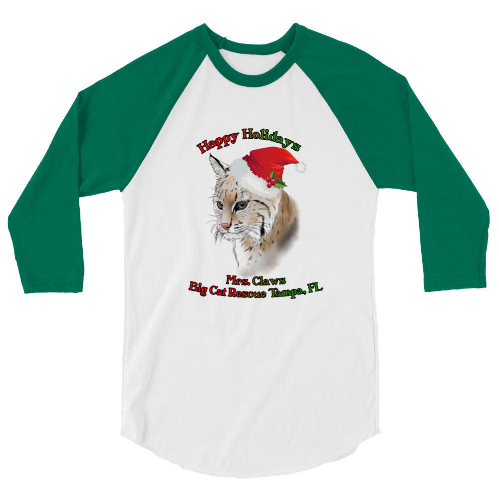 Shirt - Happy Holiday's Mrs. Claws Bobcat 3/4 Sleeve Raglan