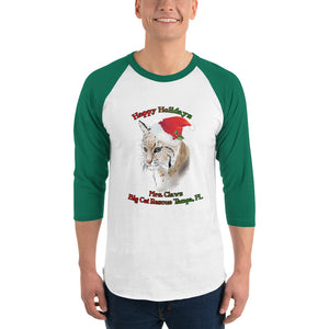 Shirt - Happy Holiday's Mrs. Claws Bobcat 3/4 Sleeve Raglan